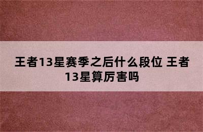 王者13星赛季之后什么段位 王者13星算厉害吗